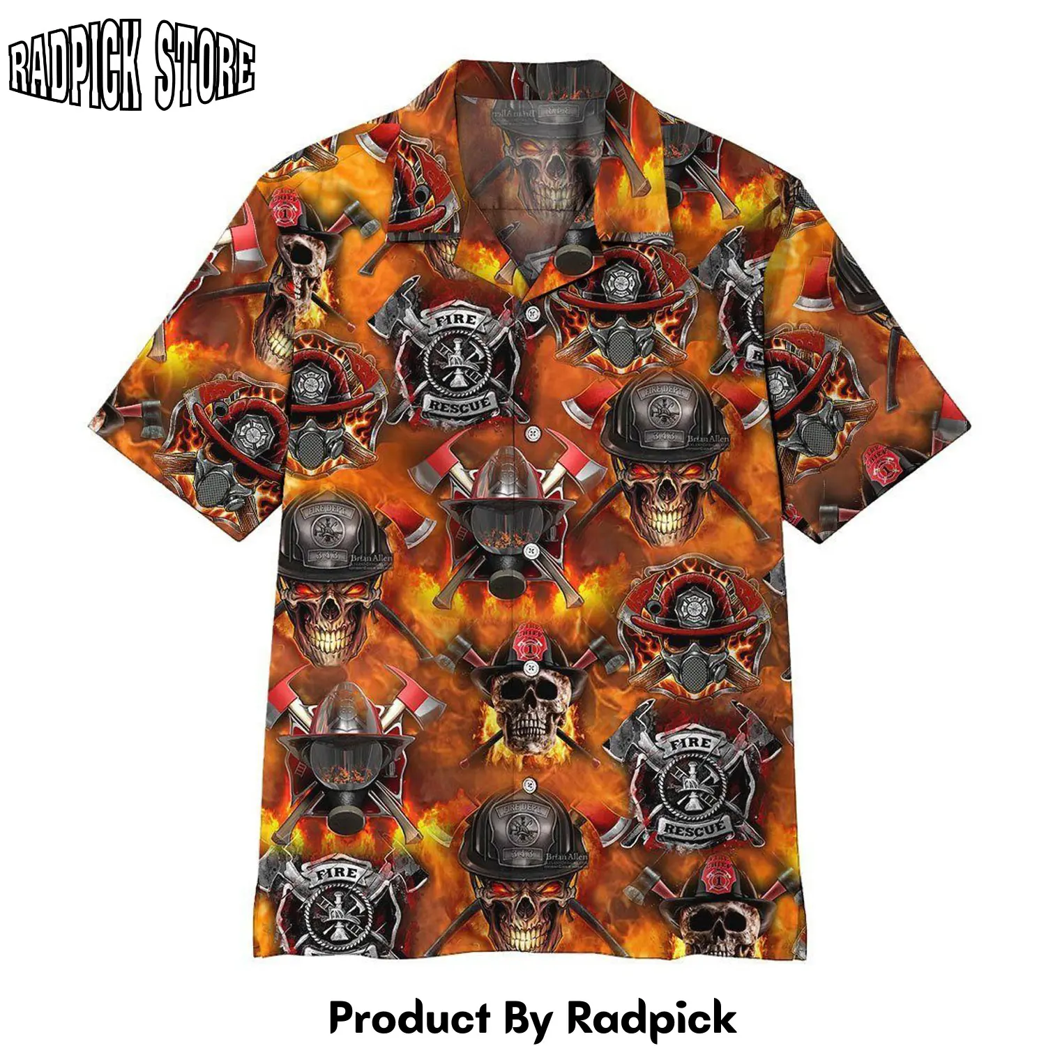Radpick 3d firefighter skull hawaii shirt rp292841